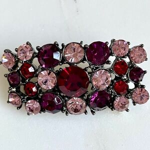 Pink purple & Red Crystal Cluster Brooch - Women's vintage Jewelry